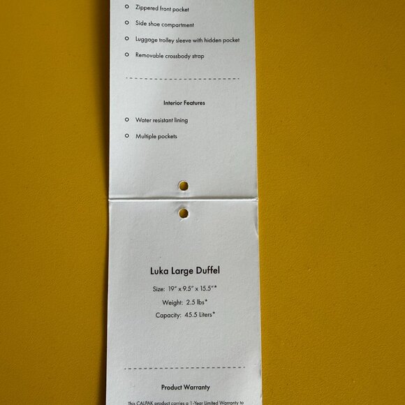 CalPak Luka Large Duffel in Gunmetal 19"x14x9.5 NWT - Picture 6 of 12